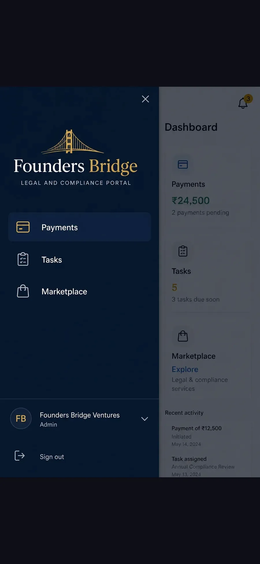Founders Bridge screen 1